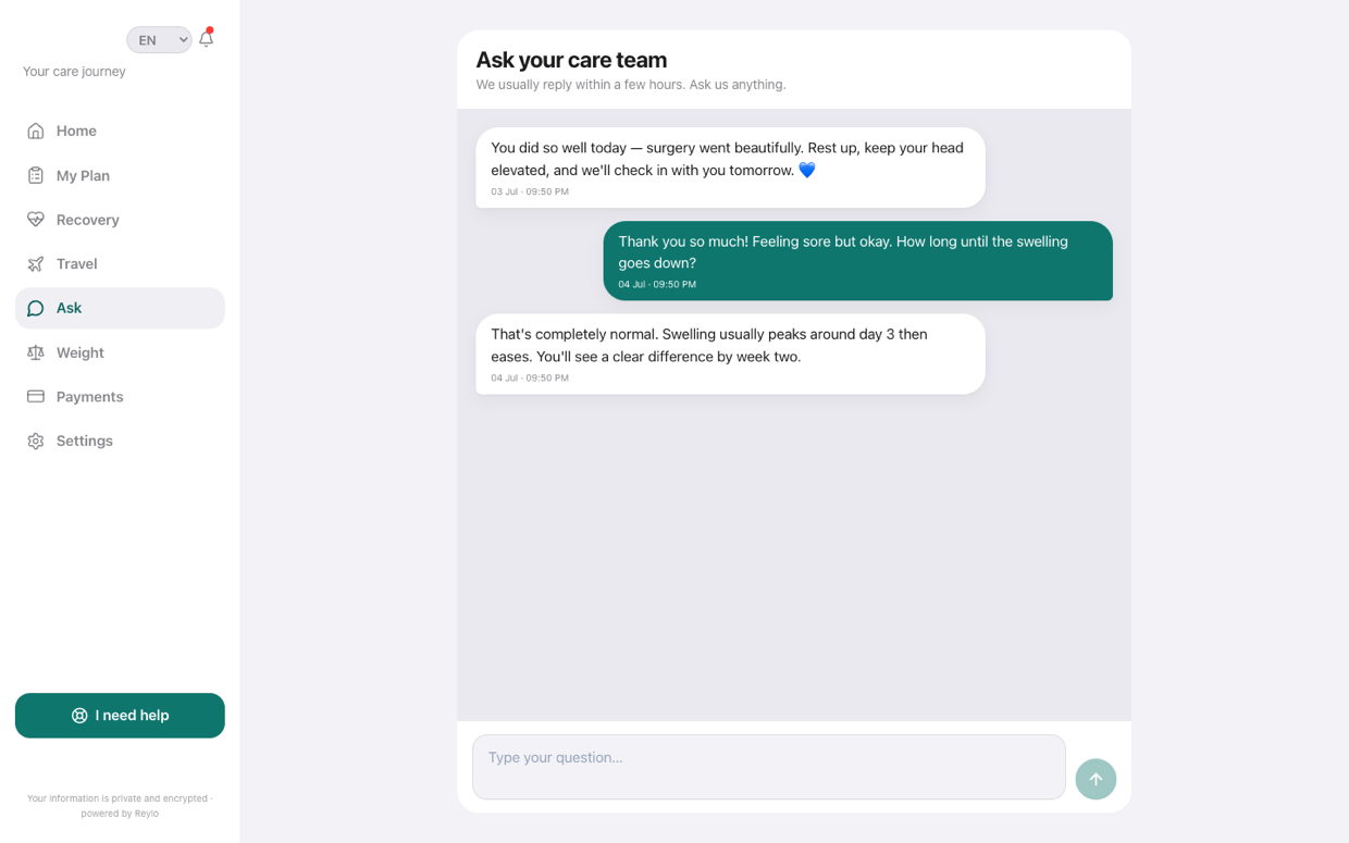 Patient portal messaging with the care team